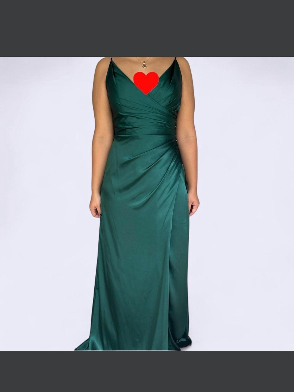 Elegant Green Satin Evening Gown - Sleeveless V-Neck David’s Bridal